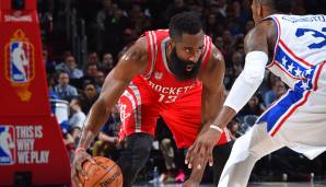 Platz 7: James Harden (Houston Rockets) - 27. Januar 2017: 51 Punkte, 13 Rebounds und 13 Assists gegen die Philadelphia 76ers.
