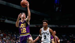 Platz 2: John Stockton (Utah Jazz): 28 Assists am 15. Januar 1991 gegen die San Antonio Spurs.