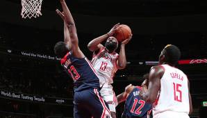 Platz 4: James Harden (Houston Rockets): 54 Punkte (17/32, 7/15 Dreier) gegen die Washington Wizards am 26. November 2018.