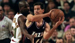 Platz 7: Jeff Hornacek (Utah Jazz) - 8 Dreier (8/8) am 23. November 1994 gegen die Seattle SuperSonics.