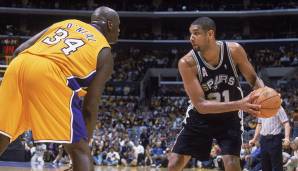 Tim Duncan (San Antonio Spurs) - 34 Punkte und 25 Rebounds gegen die Los Angeles Lakers am 14. Mai 2002 (Playoffs).