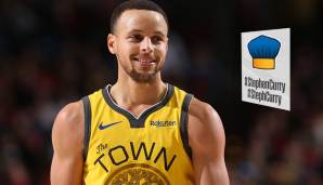Stephen Curry (Golden State Warriors: Eine Chefkoch-Mütze mit den Farben der Warriors hat der zweifache MVP bekommen.