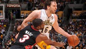 Platz 13: Pau Gasol (Grizzlies, Lakers, Bulls, Spurs, Bucks) - 8 Mal von D-Wade geblockt.