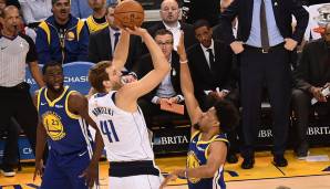 Platz 4: Dirk Nowitzki (Dallas Mavericks), Alter: 40 Jahre, 277 Tage - 21 Punkte gegen die Golden State Warriors am 23. März 2019 - vier weitere 20-Punkte-Spiele mit 39+ Jahren.