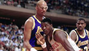 Platz 2: Kareem Abdul-Jabbar (Los Angeles Lakers), Alter: 41 Jahre, 331 Tage - 21 Punkte gegen die Houston Rockets am 13. März 1989 - 37 weitere 20-Punkte-Spiele mit 39+ Jahren.