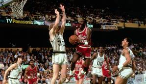 Platz 4 (5 Prozent): Der Playoff-Rekord von 63 Punkten in Spiel 2 der ersten Runde 1986 gegen die Boston Celtics.