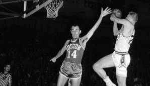Platz 3: Bob Cousy (21.3.1953, Game 2, Eastern Division Semis): 66 Minuten beim 111:105-Sieg der Celtics über die Nationals nach 4OT (50 Punkte).