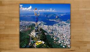 Noch eine Nowitzki-Statue - dieses Mal in Rio de Janeiro.