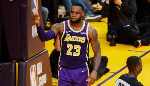 Platz 13: LeBron James (Los Angeles Lakers) - Alter: 34 - Stats 18/19: 27,4 Punkte, 8,5 Rebounds, 8,3 Assists