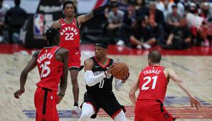Im ersten Spiel der Rockets gegen die Raptors in Tokio feierte Russell Westbrook sein Debüt im Rockets-Trikot an der Seite von James Harden.