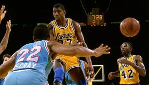 Platz 2: Magic Johnson (Los Angeles Lakers) - 7 Triple-Doubles (insgesamt: 138).