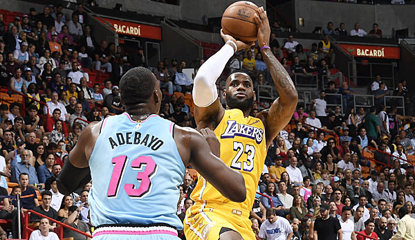 LeBron James schrammt beim Sieg der Lakers gegen die Heat nur knapp am Triple-Double vorbei.