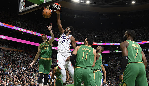 Joel Embiid dominiert das Spitzenspiel der Philadelphia 76ers gegen die Boston Celtics.