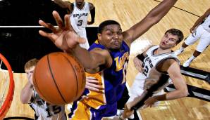 Platz 2: Andrew Bynum (Los Angeles Lakers) - 30 Rebounds am 11. April 2012 bei den San Antonio Spurs.