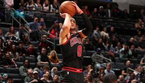 Platz 2: Zach LaVine (Chicago Bulls) - 13 Dreier (17 Versuche) am 23. November 2019 bei den Charlotte Hornets.