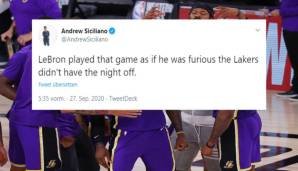 Andrew Siciliano (NFL-Reporter): "LeBron spielt dieses Spiel, als wäre er stinksauer, dass die Lakers heute Nacht nicht frei haben!"