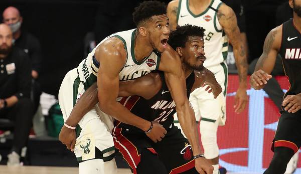 Giannis Antetokounmpo und die Bucks haben bisher noch keine Lösungen für Jimmy Butler und die Miami Heat gefunden.