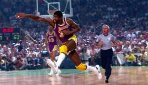 Platz 6: Magic Johnson - 9 Finals-Teilnahmen mit den Lakers - Siegquote 55,6 Prozent (5-4)