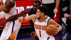 Platz 6: DEVIN BOOKER (Phoenix Suns) - 391.116 Stimmen - Stats 2020/21: 23,8 Punkte und 4,2 Assists bei 48,1 Prozent aus dem Feld (20 Spiele)