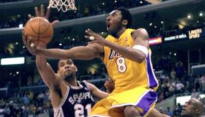 Platz 5: Kobe Bryant – 45 Punkte am 19. Mai 2001 für die Los Angeles Lakers bei den San Antonio Spurs (Spiel 1, Conference Finals) – Alter: 22 Jahre, 269 Tage