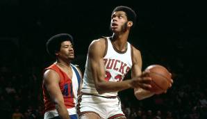 Platz 6: Kareem Abdul-Jabbar – 46 Punkte am 3. April 1970 für die Milwaukee Bucks gegen die Philadelphia 76ers (Spiel 5, Division Semifinals) – Alter: 22 Jahre, 352 Tage