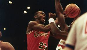 Platz 10: MICHAEL JORDAN | Team: Chicago Bulls | Saison: 1984/85 | Punkteschnitt: 29,3 Punkte (4 Spiele) | Teamerfolg: erste Runde (1-3 vs. Bucks)