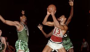 Platz 3: WILT CHAMBERLAIN | Team: Philadelphia Warriors | Saison: 1959/60 | Punkteschnitt: 33,2 Punkte (9 Spiele) | Teamerfolg: Eastern Division Finals (2-4 vs. Celtics)