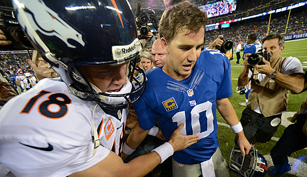 Eli Manning (r.) konnte im direkten Aufeinandertreffen mit seinem Bruder Peyton noch nie gewinnen