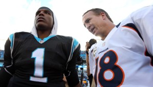 Panthers-Quarterback Cam Newton (l.) und Broncos-QB Peyton Manning