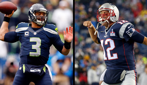Russell Wilson (l.) und Tom Brady treffen erstmals seit Super Bowl XLIX wieder aufeinander