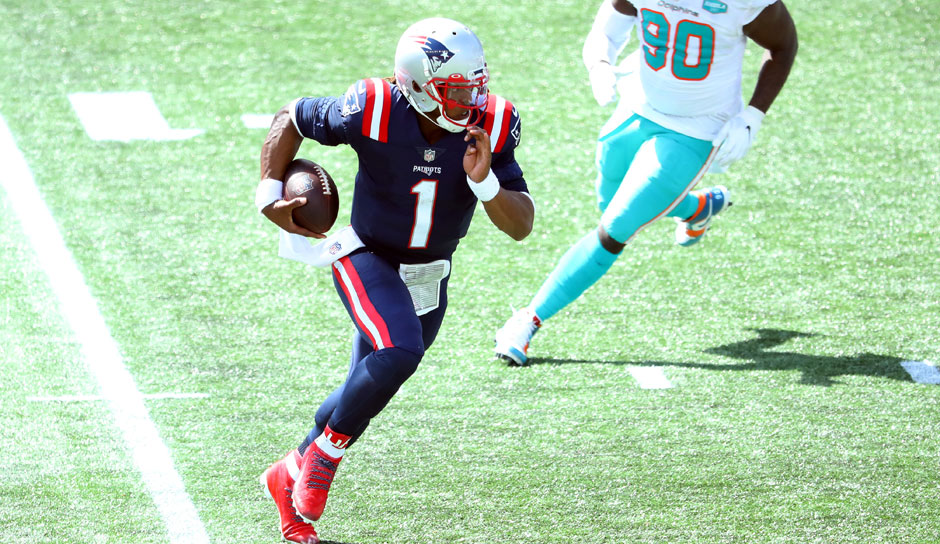 Cam Newton hat bei seinem Debüt für die New England Patriots seinen 60. Touchdown erlaufen und damit seine Führung als Quarterback mit den meisten Rushing TDs weiter ausgebaut. Hier gibt's das Ranking!