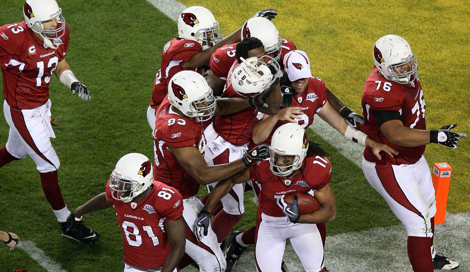Cardinals: Kurt Warners Touchdown-Pass zu Larry Fitzgerald in Super Bowl XL III gegen die Pittsburgh Steelers (1.2.2009)