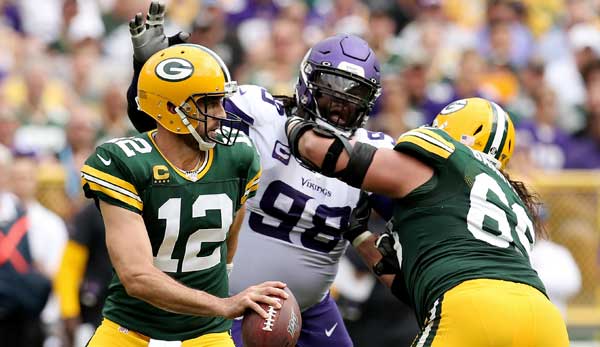 Aaron Rodgers und die Green Bay Packers treffen auf die Minnesota Vikings.