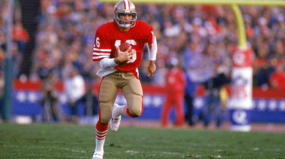 Platz 5: Joe Montana (Super Bowl XIX) - Runnin' Montana! Der Niners-Quarterback lief 1985 für 59 Yards und einen Touchdown. Durch die Luft steuerte er weitere 335 Yards und drei Touchdowns bei. Absolut dominant!