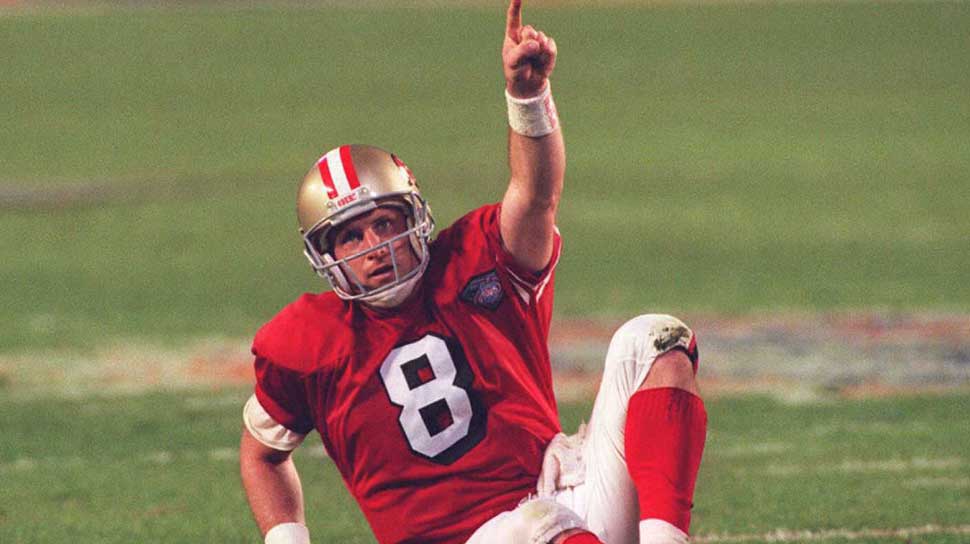 Platz 2: Steve Young (Super Bowl XXIX) - Young schenkte den Chargers sechs Passing Touchdowns ein - bis heute Super-Bowl-Rekord! Mit 49 Rushing Yards war er zusätzlich noch der beste Runner des Spiels.