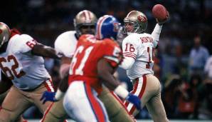 Nicht fehlen darf in einer Super-Bowl-Rekorde-Diashow natürlich auch Joe Montana. "Joe Cool" führte seine 49ers in Super Bowl XXIV zu 55 Punkten gegen Denver. Auch der 45-Punkte-Vorsprung der Niners ist der höchste der Super-Bowl-Geschichte.