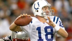 INDIANAPOLIS COLTS - NEW ENGLAND PATRIOTS 30:23 (22.10.2000). Mannings Statistiken: 16/20, 3 TD, 158,3 Passer Rating.