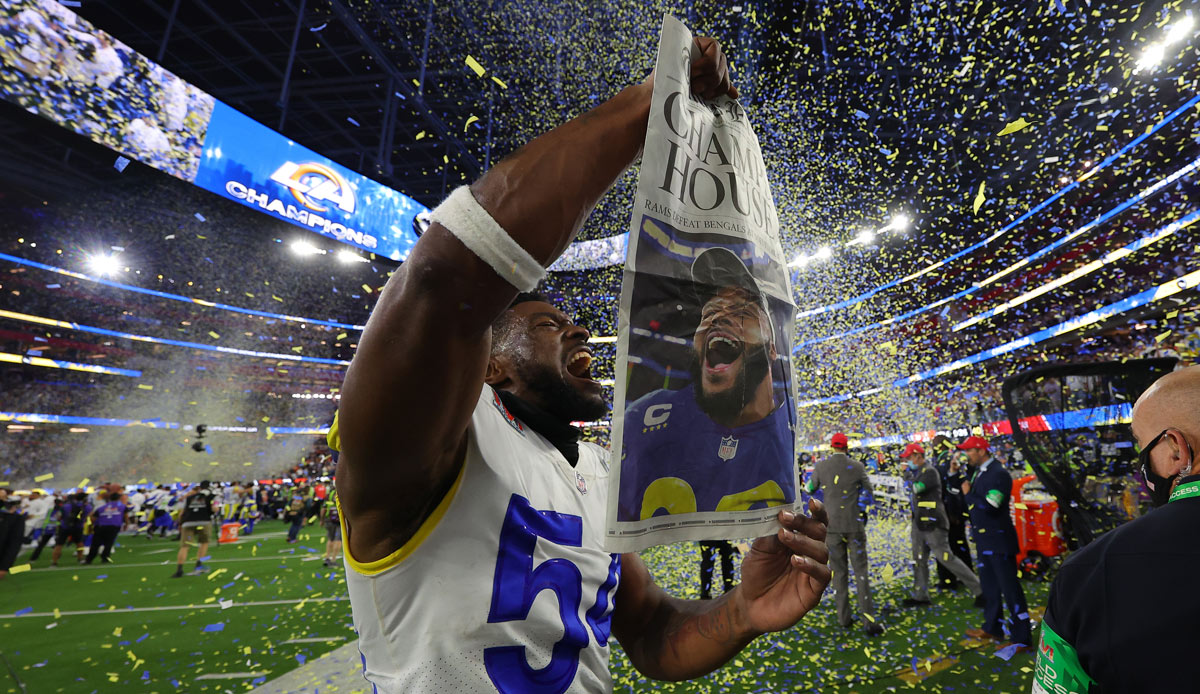 Die Los Angeles Rams haben den Super Bowl gewonnen! In einem Herzschlagfinale setzten sie sich gegen die Cincinnati Bengals durch. Mit dabei: Eine fette Halftime-Show, LeBron und Kanye - und Odell Beckham Junior als tragische Figur. Die besten Bilder!