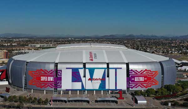 Super Bowl LVII takes place at State Farm Stadium in Glendale, Arizona.
