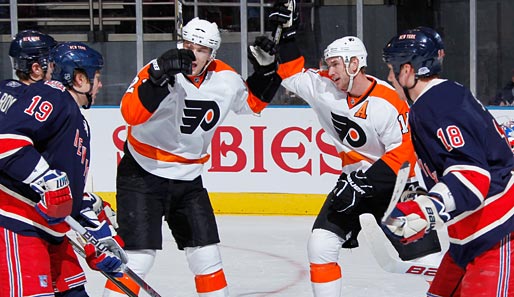 Jubel bei den Flyers: Philadelphia gewann mit 3:2 bei den New York Rangers