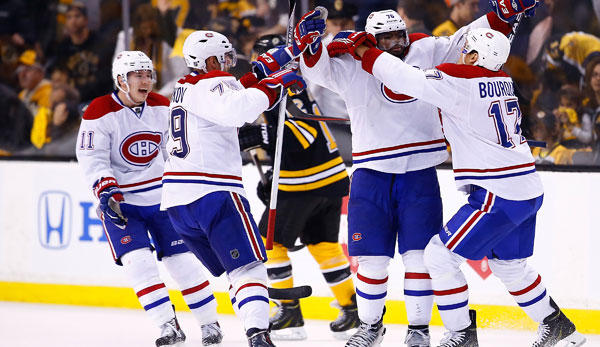 P.K. Subban (2.v.r.) sicherte den Montreal Canadiens den Auftaktsieg in der Serie gegen Boston