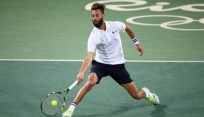 RIO DE JANEIRO, BRAZIL - AUGUST 09: Benoit Paire of France hits during the men's second round singles match against Fabio Fognini of Italy on Day 4 of the Rio 2016 Olympic Games at the Olympic Tennis Centre on August 9, 2016 in Rio de Janeiro, Brazi...