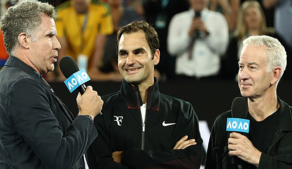 Will Ferrell und John McEnroe beim freundlichen Federer-Roasting